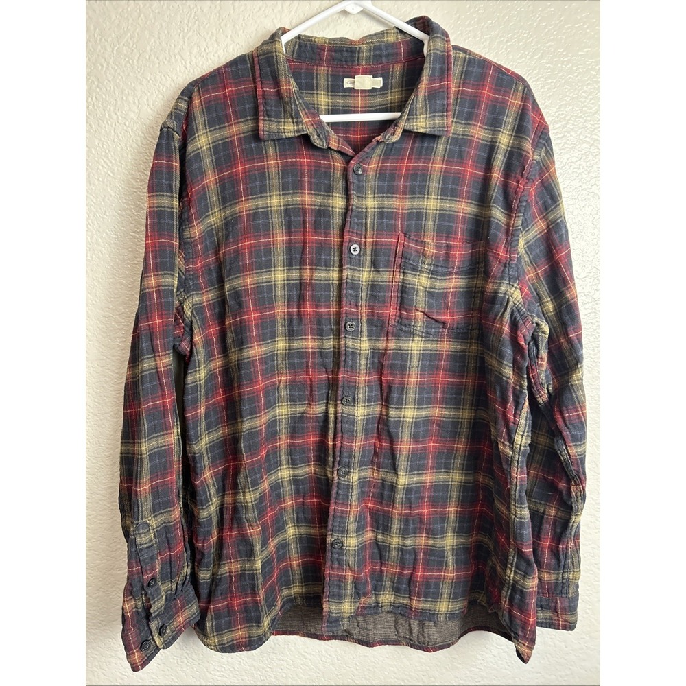 Carbon 2 Cobalt Plaid Shirts Men's Size 2XL Long Sleeve Button Up Soft Preppy